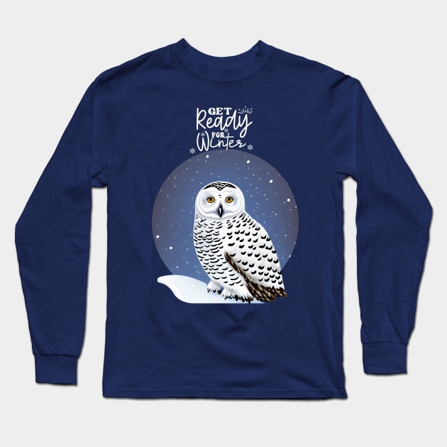 Get Ready for winter, winter nights snowy owl, winter forest in the nights, perfect for natura lovers Long Sleeve T-Shirt by Collagedream